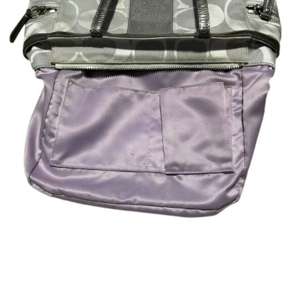 Coach Signature Stripe Light Grey Jacquard Shoulder Bag Tote (13208) - Picture 6 of 8